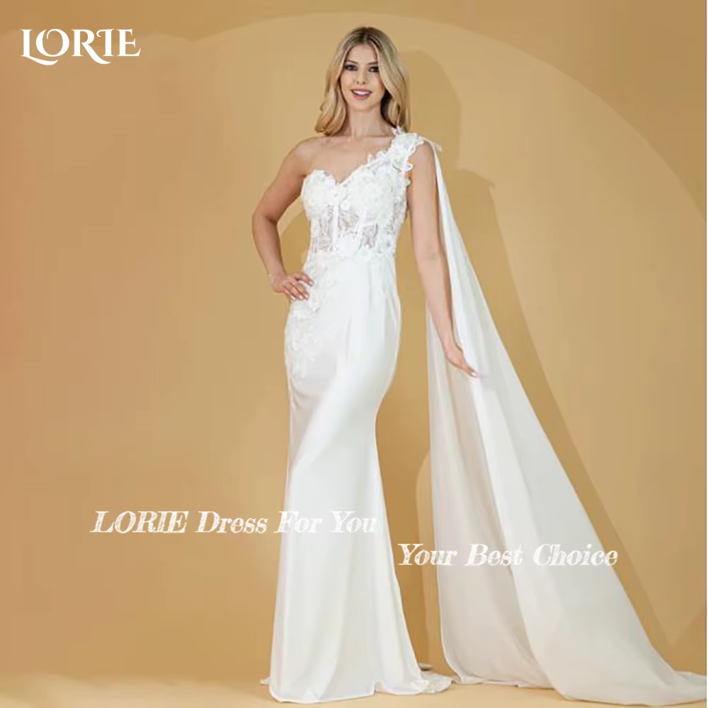 LORIE bohême sirène robes de mariée un châle dentelle 3D fleurs Appliques chérie robe
