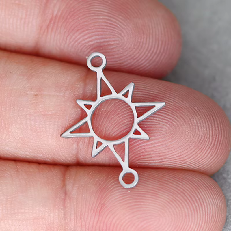 Breloques pendentif étoile Double anneau en acier inoxydable
