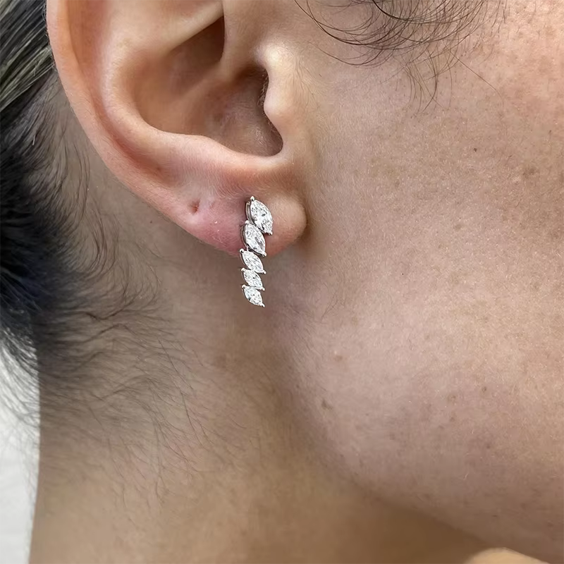 Boucles d'oreilles pendantes en or 14 carats/argent 925