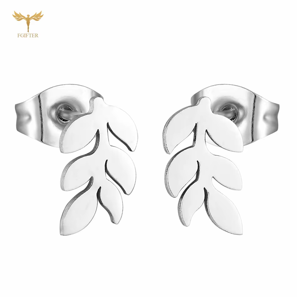 Boucles d'oreilles clous en forme de feuille
