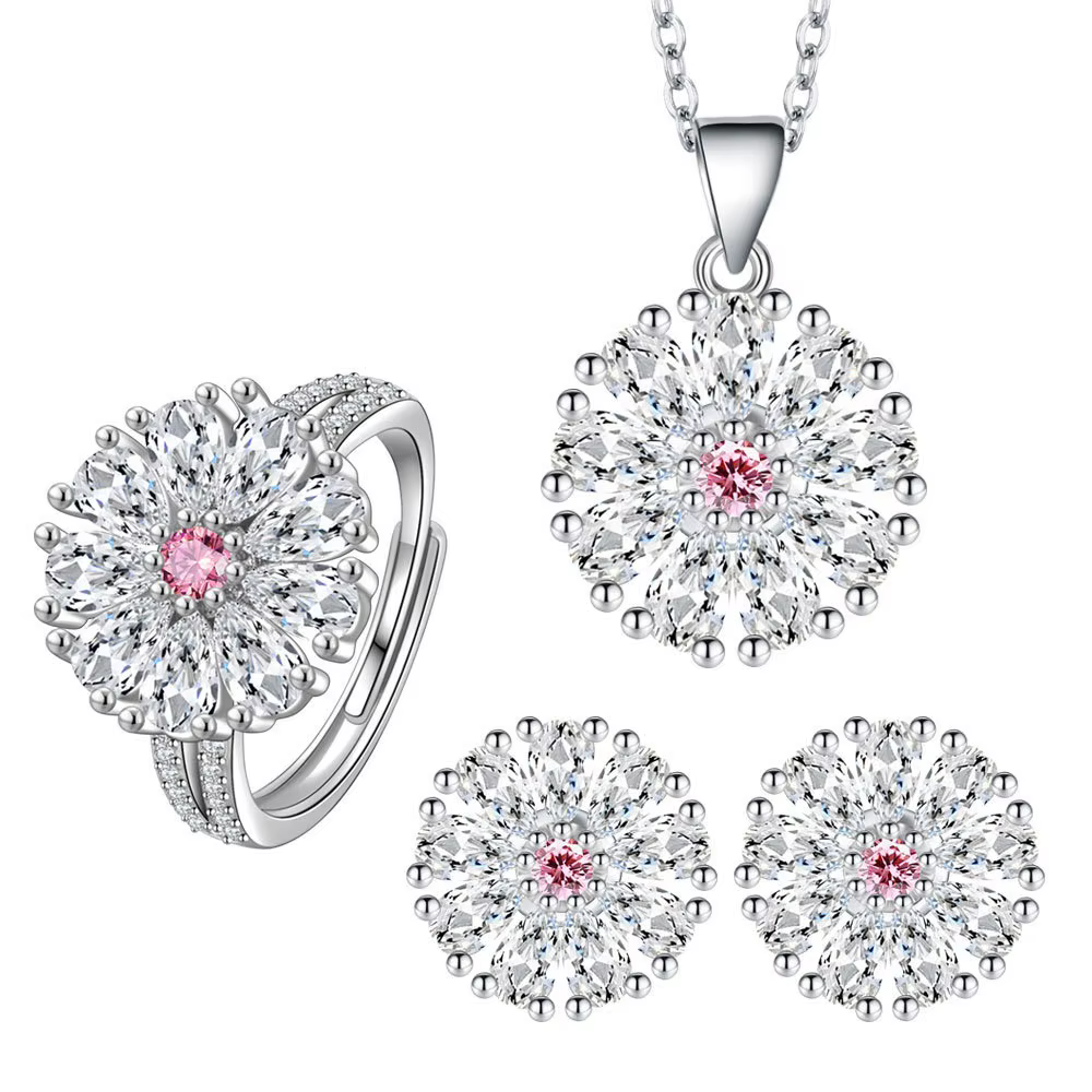 Ensemble de collier et boucles d'oreilles en argent Sterling 925