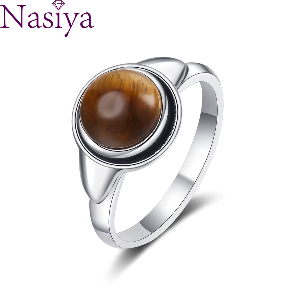 Nasia – bagues rondes en améthyste naturelle