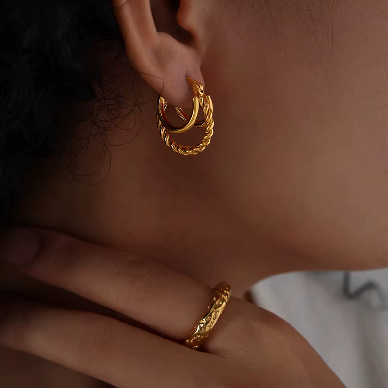 Boucles d'oreilles créoles anti-allergie pour femmes