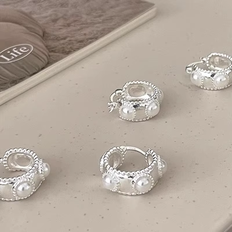 Boucles d'oreilles créoles géométriques en perles pour femmes