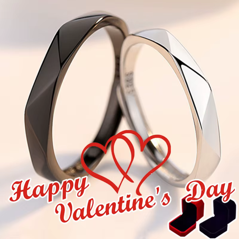 Bague de couple en forme de cœur creux pour hommes et femmes