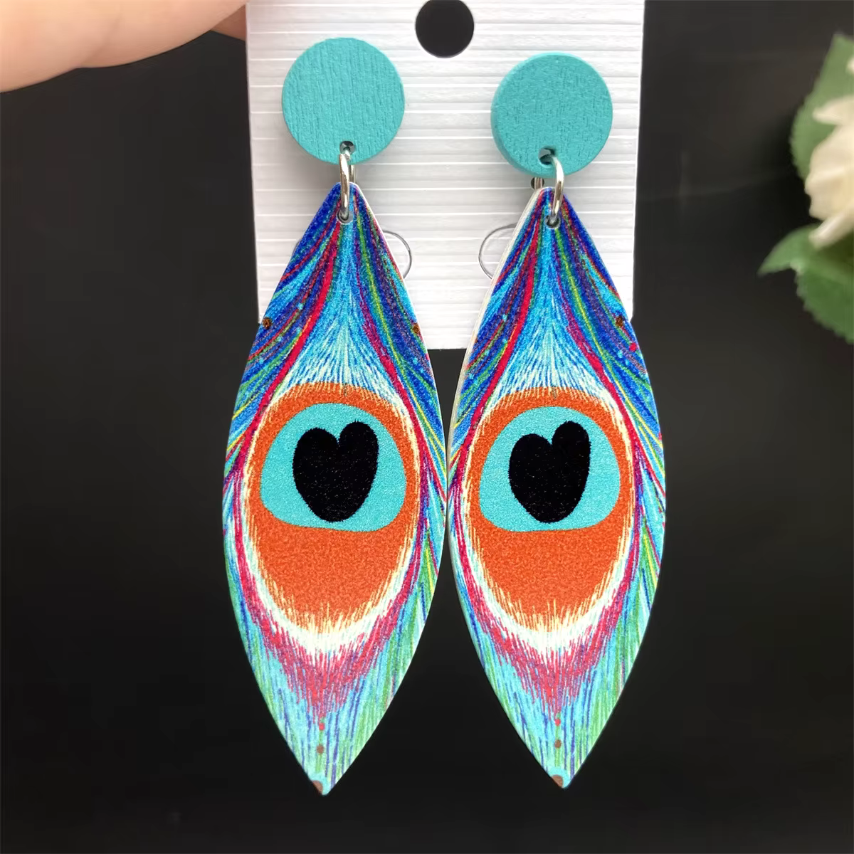 Boucles d'oreilles ethniques bohème en bois peint coloré pour femmes
