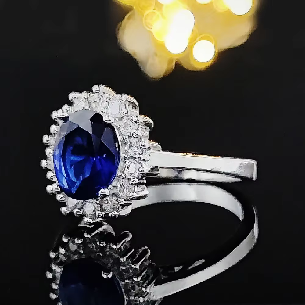 Bague de fiançailles en argent et saphir Carat