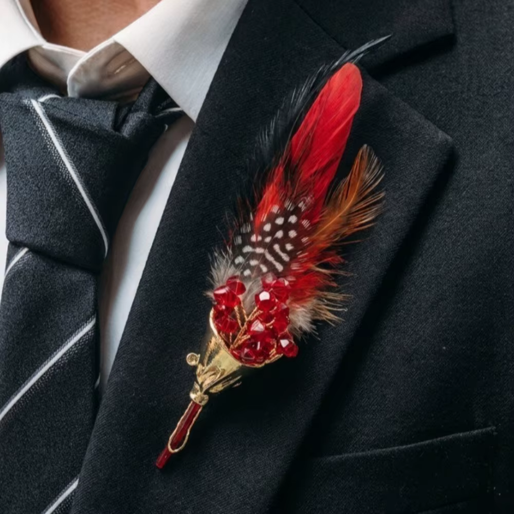 Nouvelle Broche Plume Tendance pour Homme – Accessoire de Costume Élégant pour Corsage