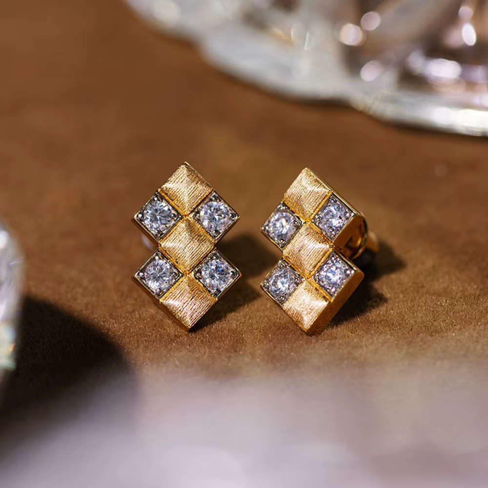 Vinregem-Boucles d'oreilles vintage en argent regardé 925