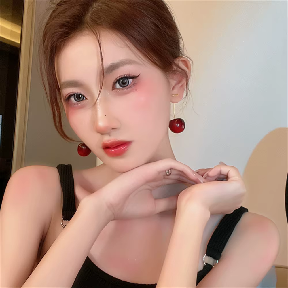 Boucles d'oreilles en acrylique pour femmes, jolies fruits cerises, en résine, à la mode, bijoux Kpop, accessoires tendance