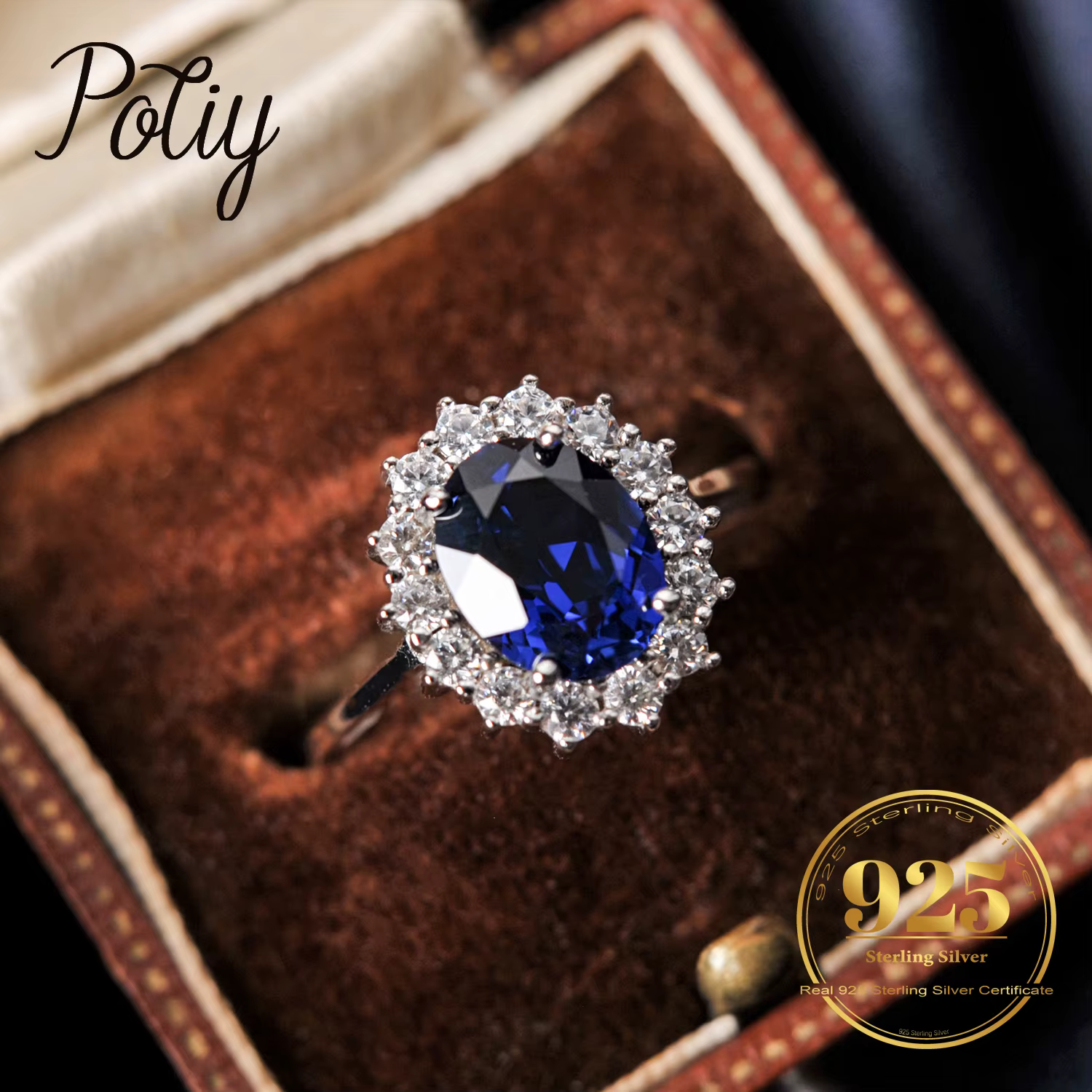 Potiy Bagues Halo en Argent Sterling 925 pour Femme