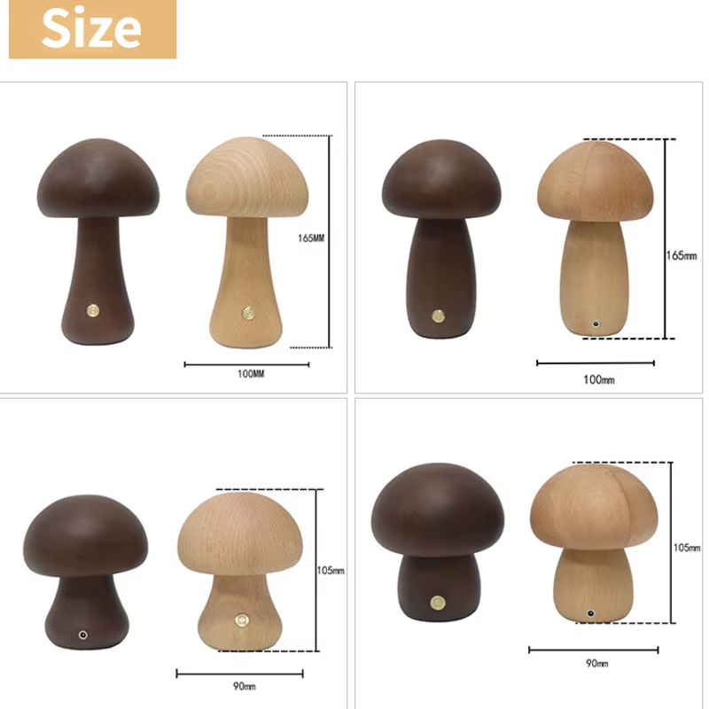 Veilleuse mignonne en forme de champignon en bois - VIP