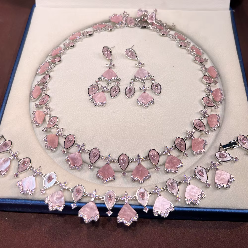 Ensemble de bijoux en Zircon incrusté de cuivre pour femmes