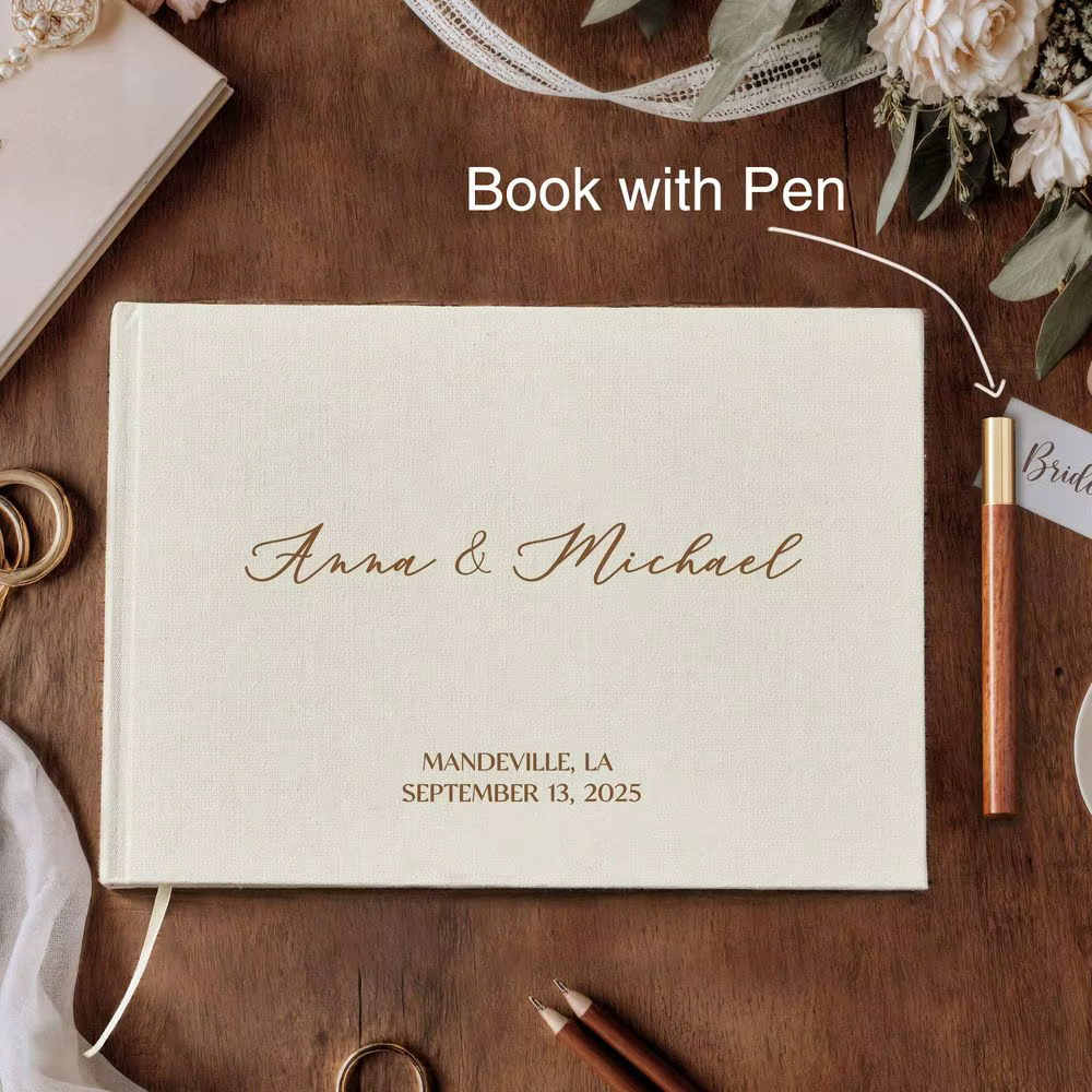 Livre d'or de mariage personnalisé avec stylo
