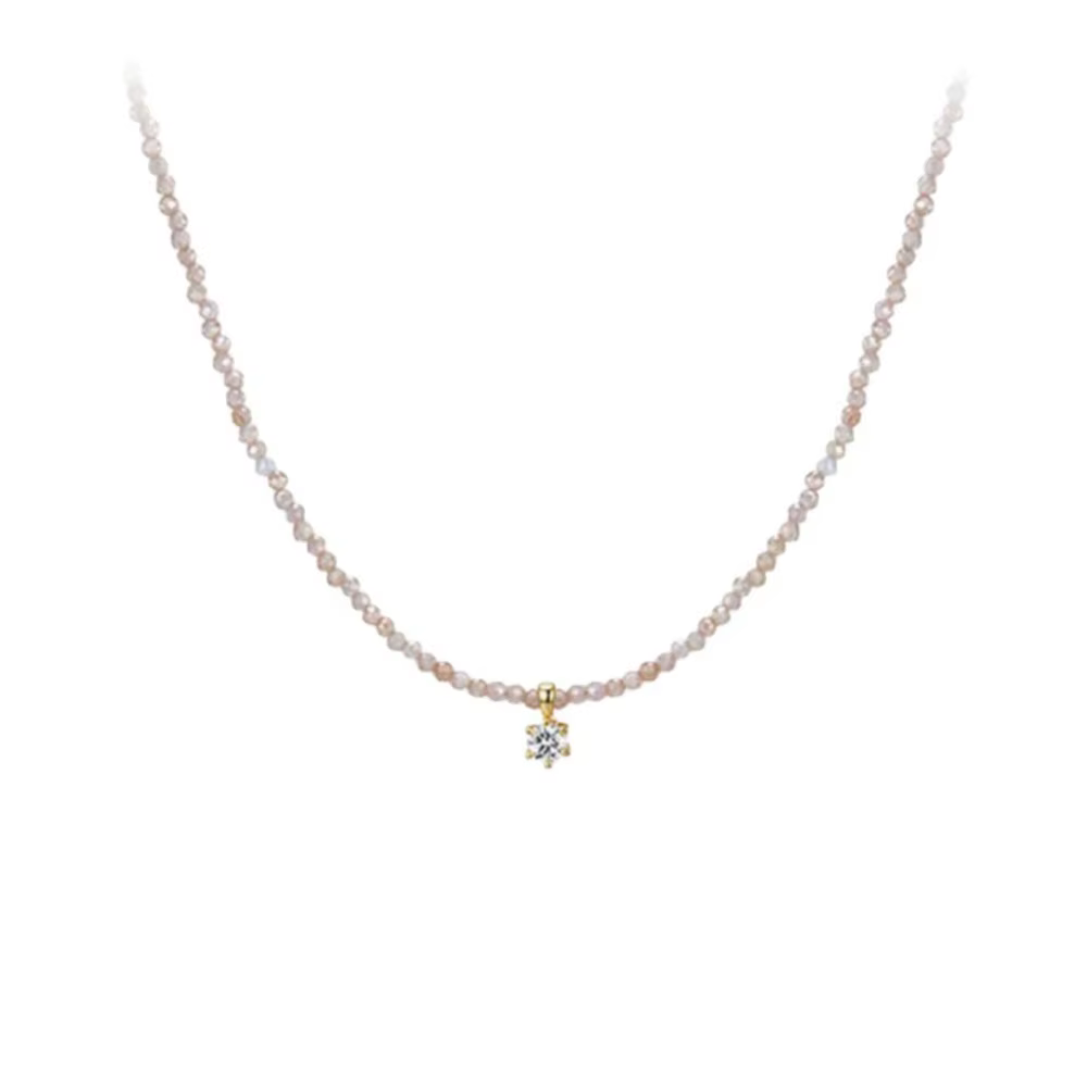 Collier en argent sterling avec zircon et moissanite champagne pour femmes