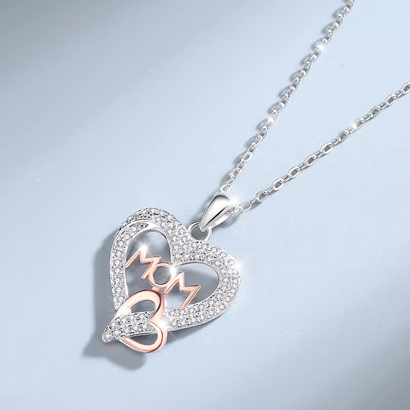 Collier pendentif double cœur en argent sterling S925 LinkerLove pour femme