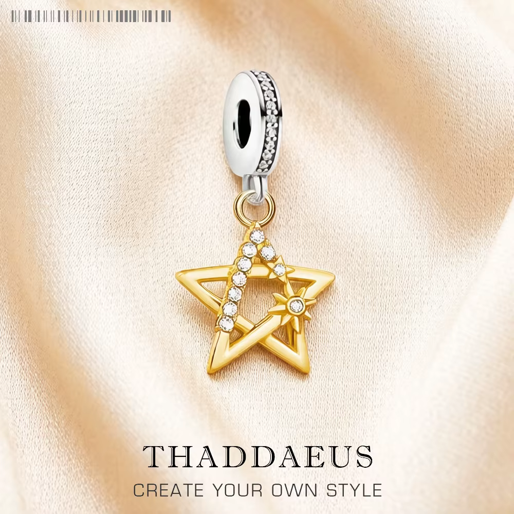 Pendentif étoile dorée en argent regardé 925 pour femme