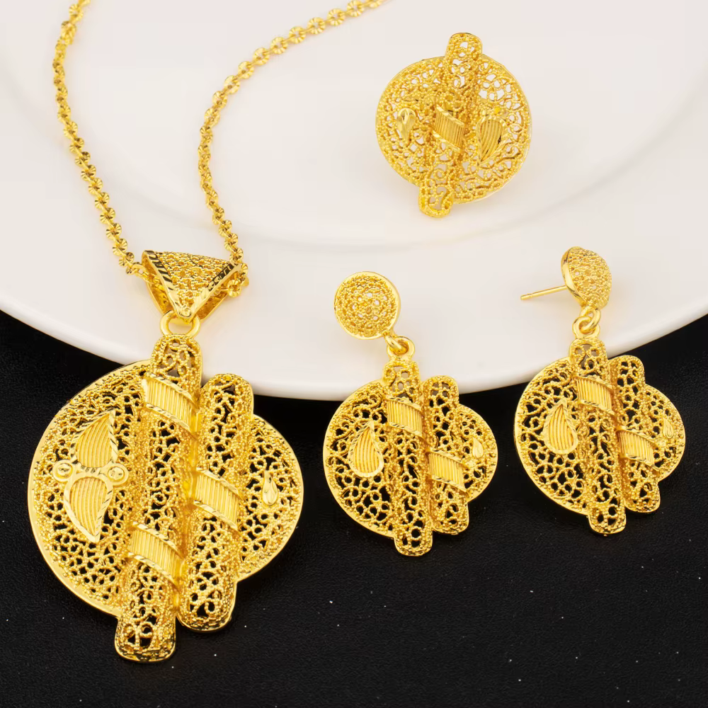 Ensembles de bijoux plaqués or 24 carats pour femmes