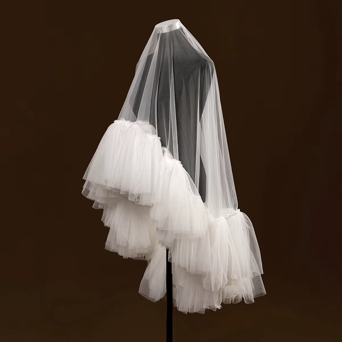 Voile de mariage court 2 couches voiles de mariée couverture visage fard à joues longueur du coude