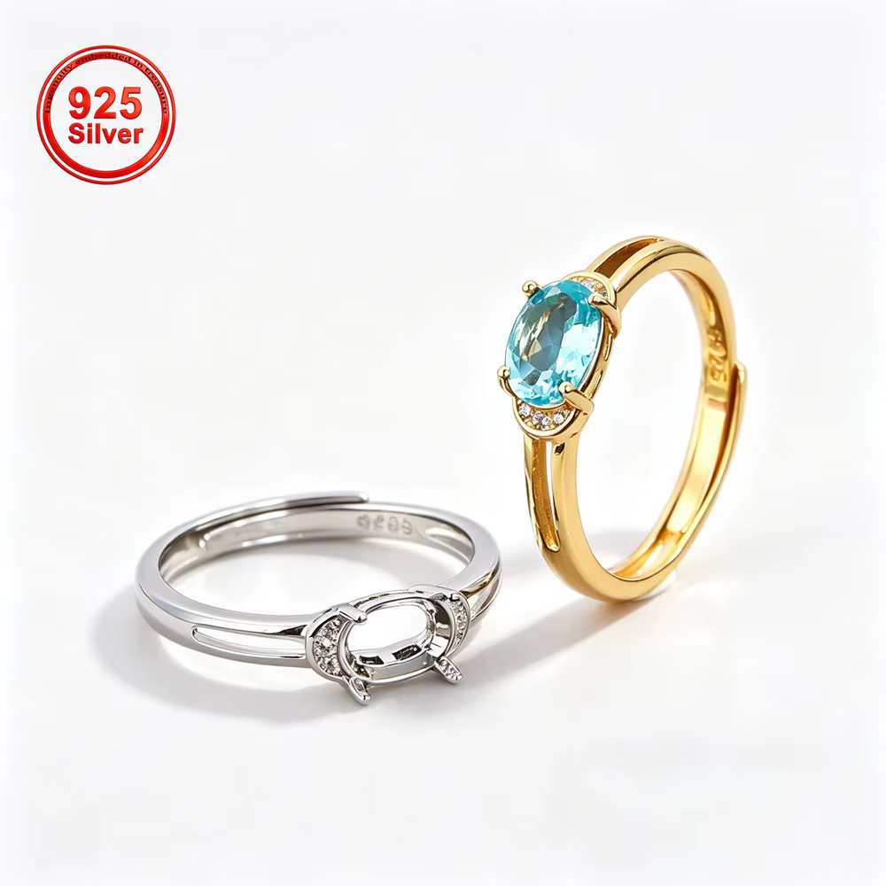 Base de bague en argent S925 pour pierre ovale 5x7mm