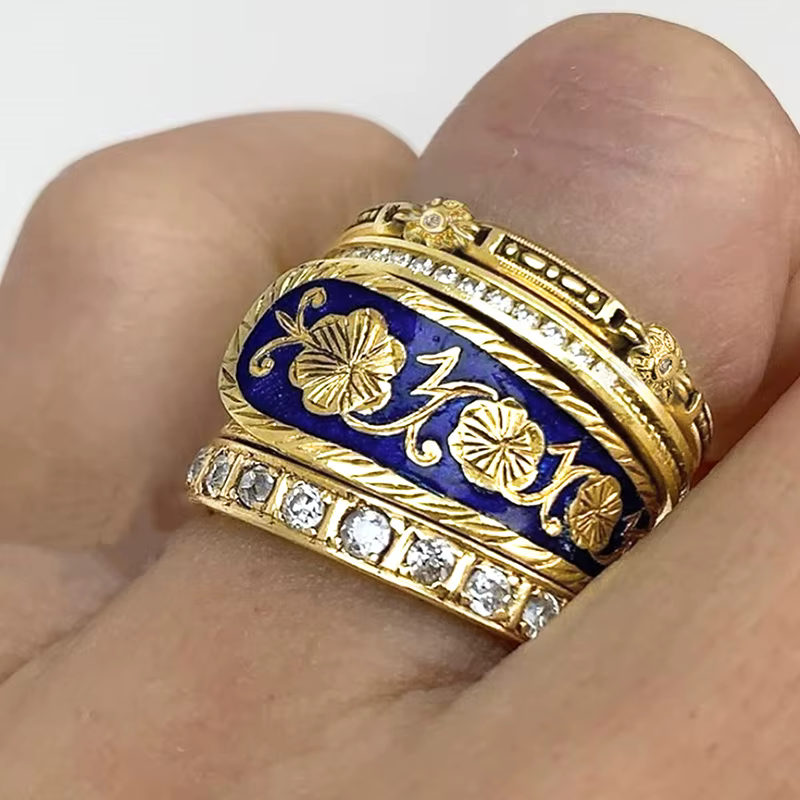 Huitan Magnifique Bague Dorée pour Femme