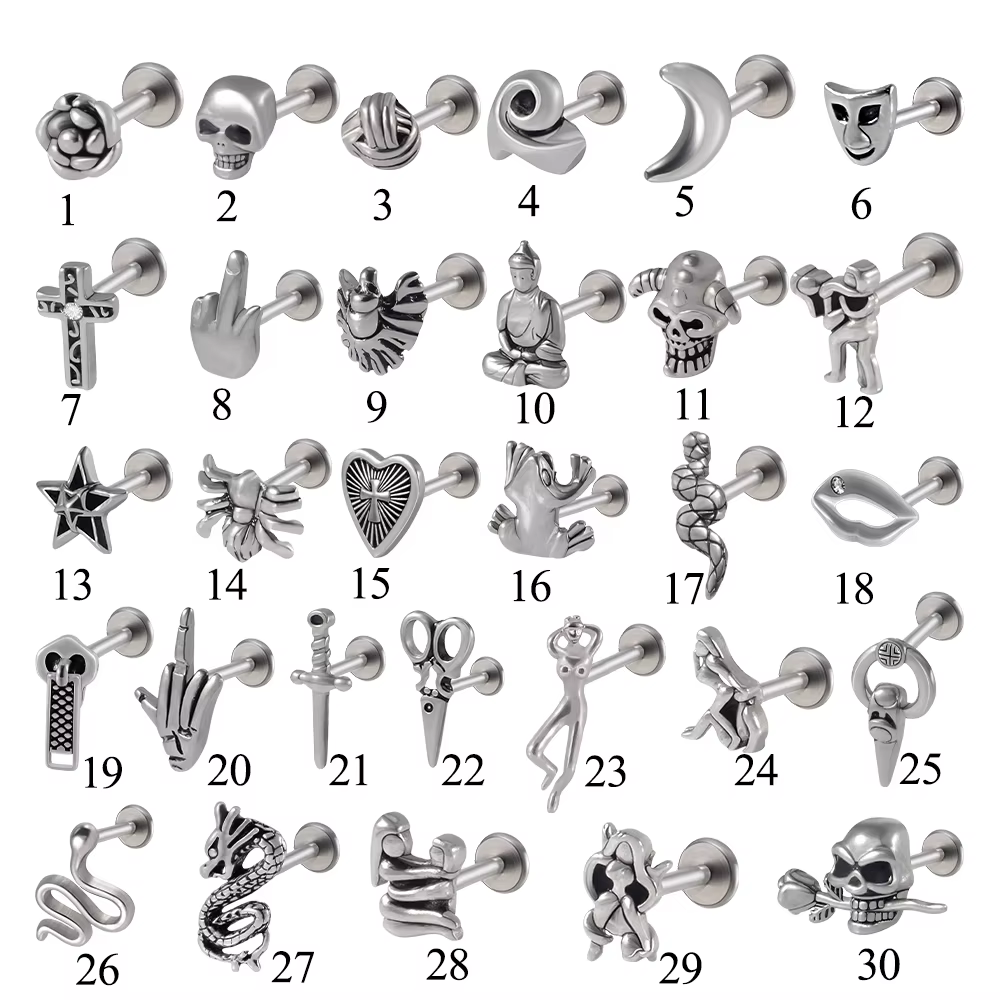 Gros acier chirurgical couleur or plaqué Labret cristal CZ Helix Tragus Cartilage clous d'oreille fil interne Piercing bijoux