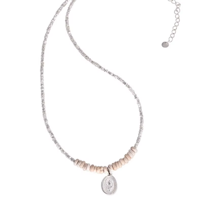 Collier de perles turquoise tulipe en argent regardé 925