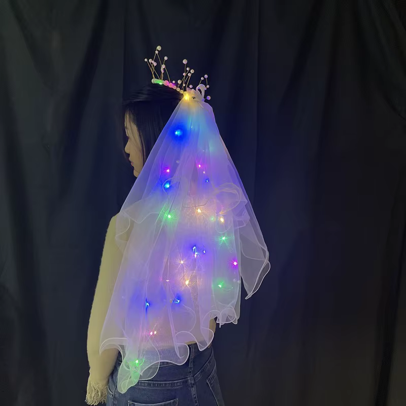 Voile lumineux LED blanc à 2 niveaux avec épingle à cheveux