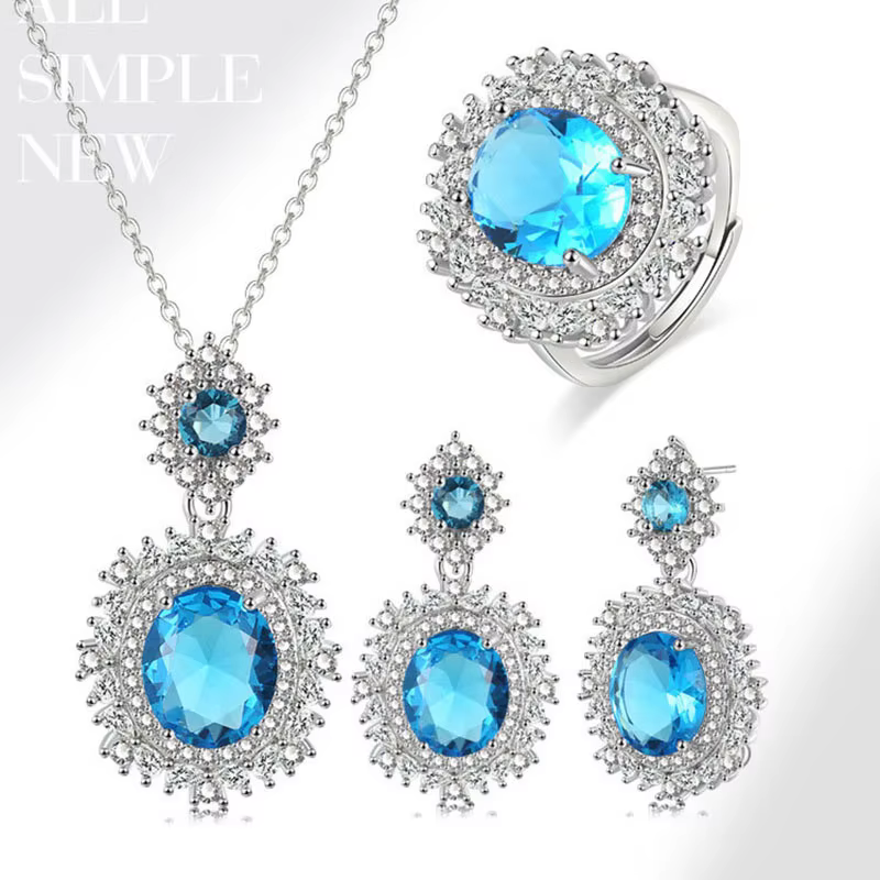 Ensemble de bijoux en zircone cristal jaune étincelant – Collier