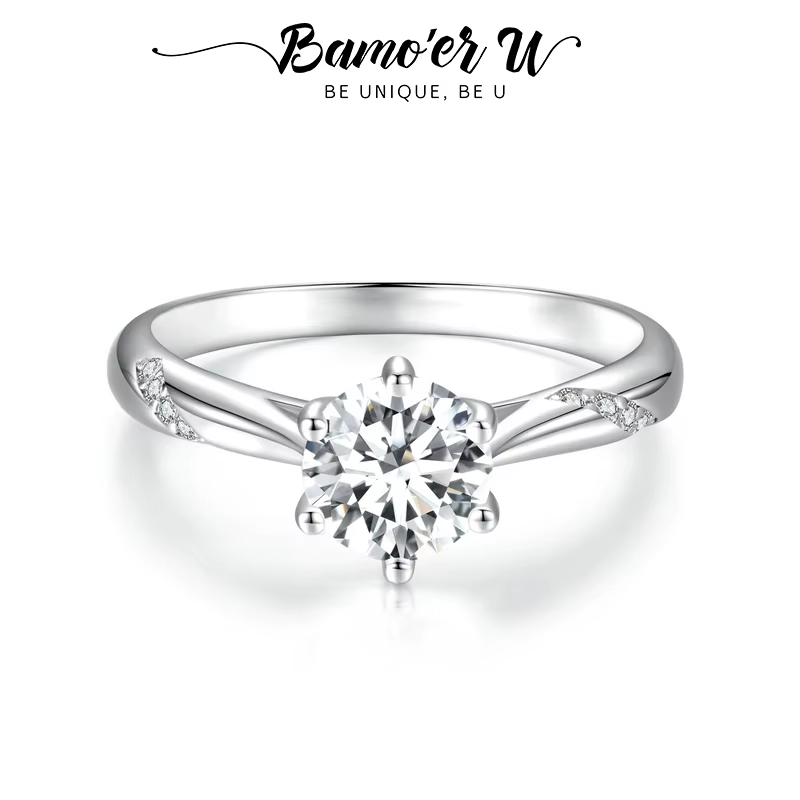 BAMOER – bague Moissanite U 1CT en argent Sterling 925