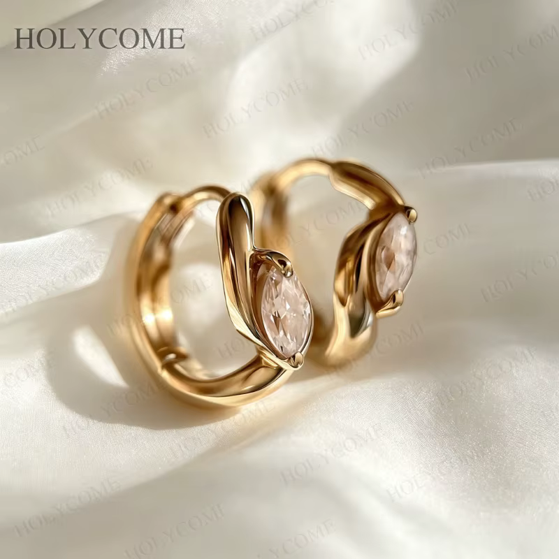 Boucles d'oreilles créoles en moissanite pour femme, en argent sterling S925, bijoux élégants et polyvalents, avec diamants en moissanite