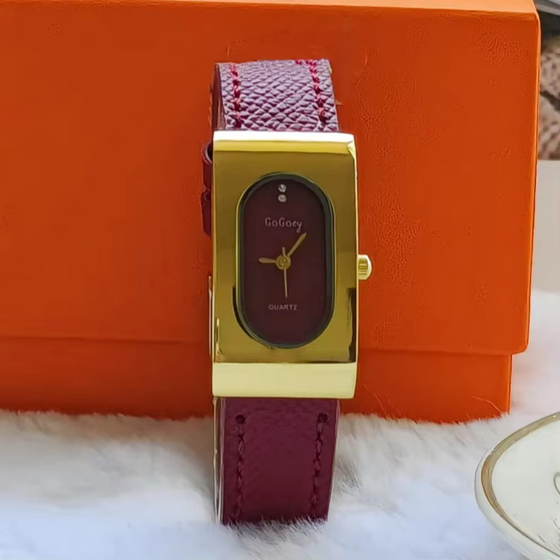 Dames de luxe marque femmes montre mode cadran rectangulaire