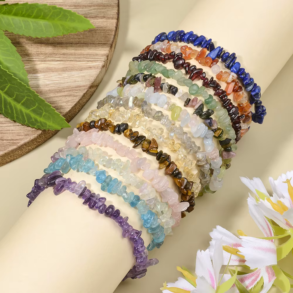 Bracelets extensibles bohèmes en pierres naturelles (citrine