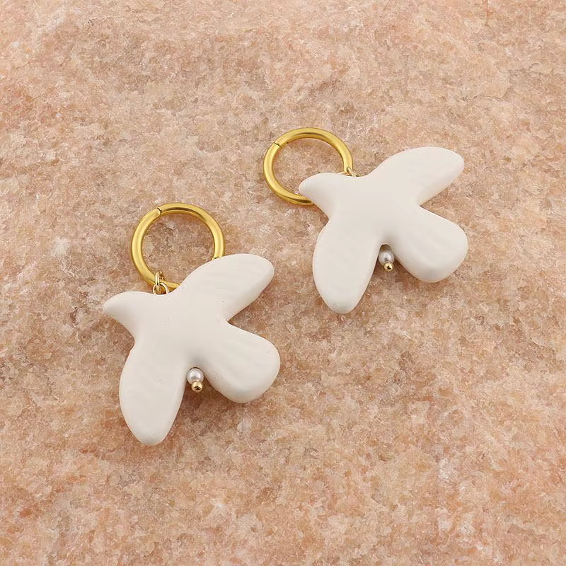 Collier et boucles d'oreilles avec pendentif colombe de la paix blanche pour femmes