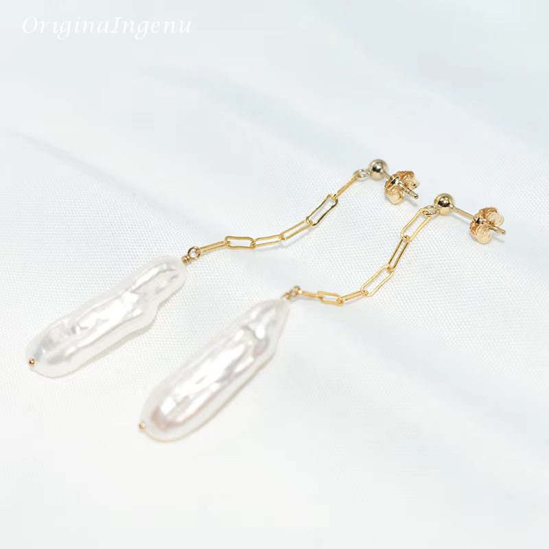 Boucles d'oreilles en perles baroques faites à la main pour femmes