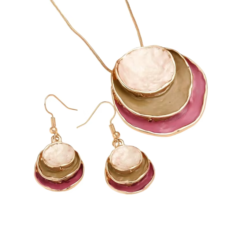 A52E Collier pendentif à fleurs à mode boucles d'oreilles définissent une texture en alliage présente pour les femmes