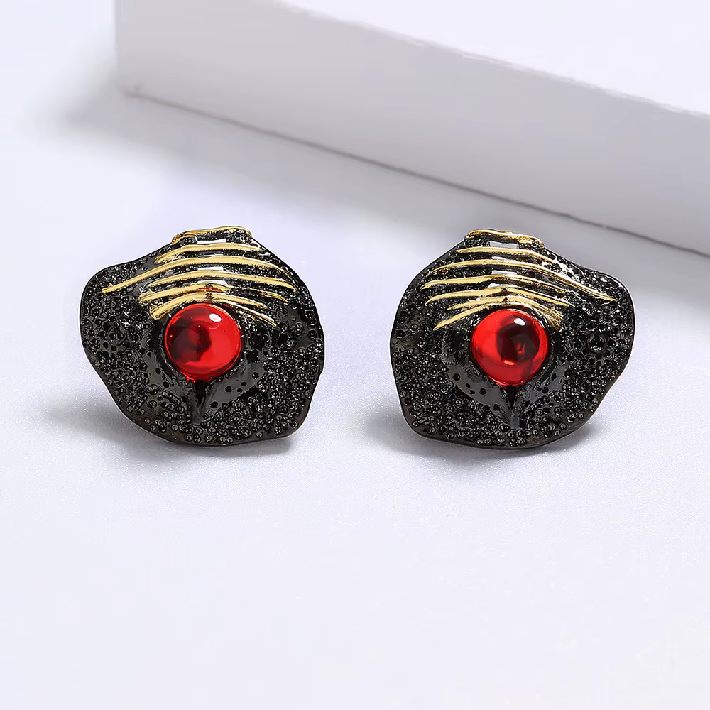 Boucle d'oreille créative pour femmes Unique irrégulière noir or