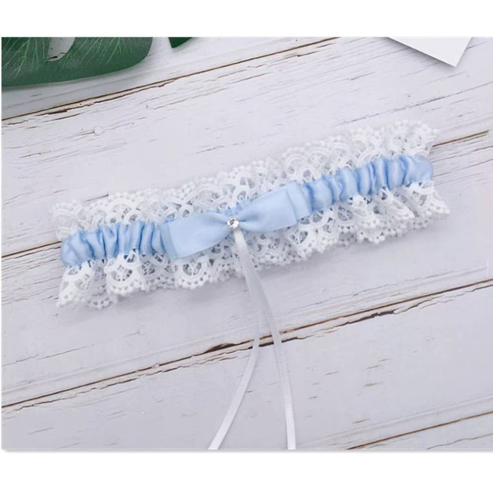 Ceinture de jarretelles bleu en dentelle florale pour femmes