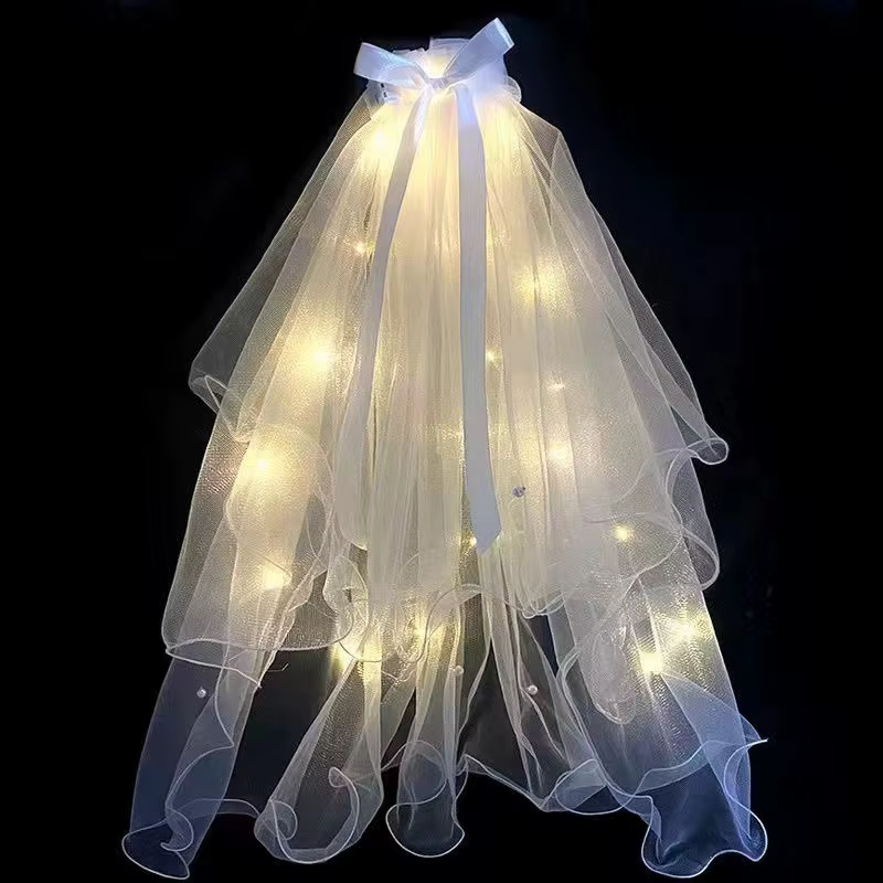 LED mariée voile de mariage éclairer voiles