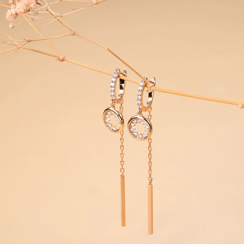 Boucles d'oreilles en or rose 14 carats pour femmes