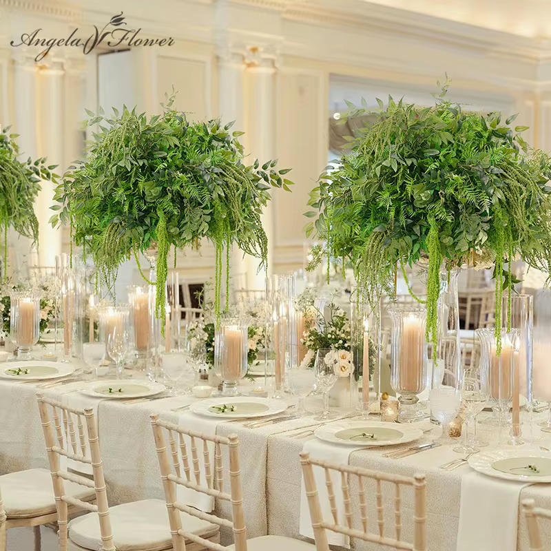 A8868 Mori verdure feuilles plantes suspendues vigne Table de mariage pièce maîtresse fleur boule décor Banquet Arrangement Floral événement accessoire