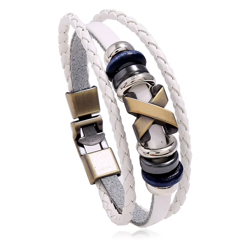 Bracelet en cuir tendance avec perles