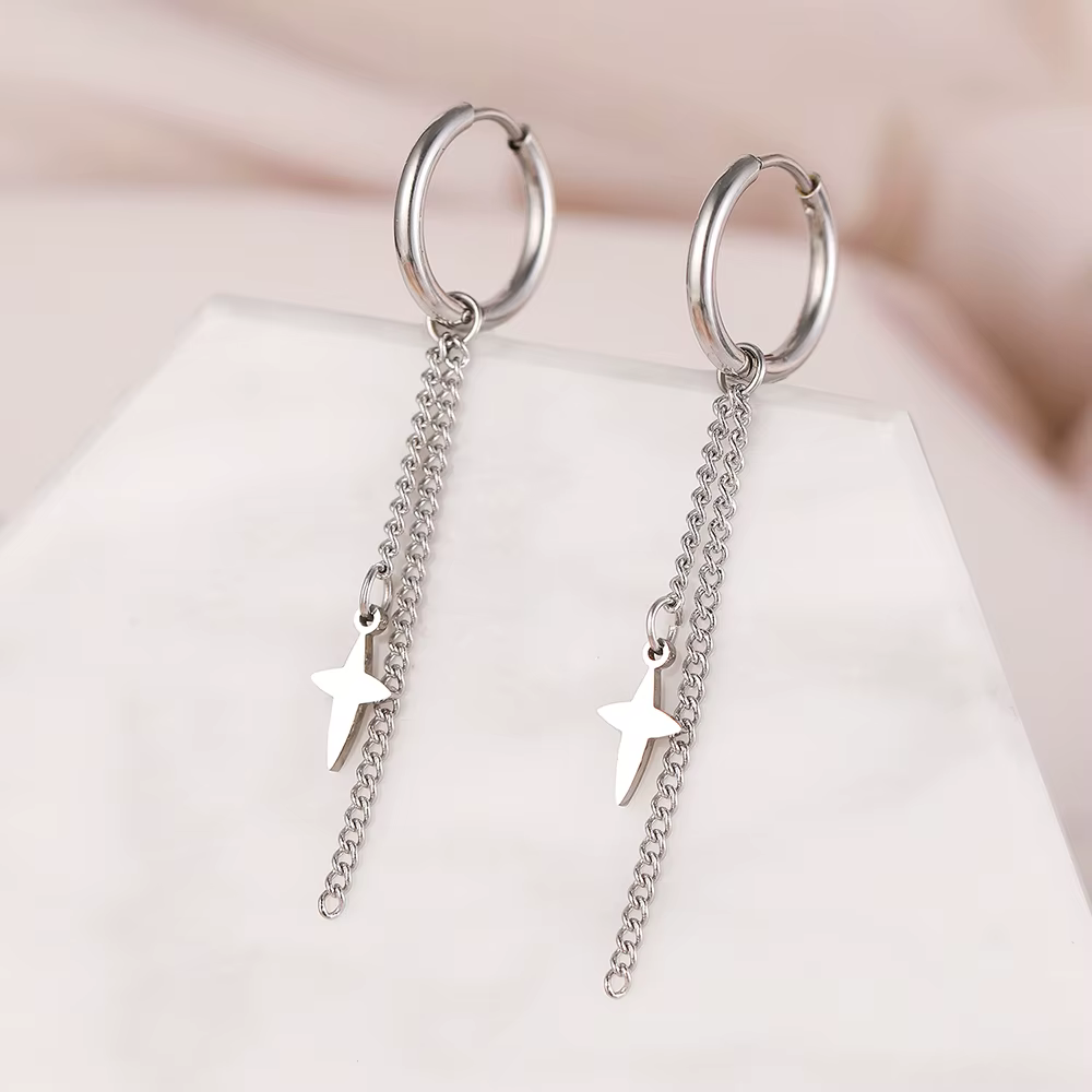 Aomogo boucles d'oreilles en acier inoxydable minimaliste géométrique Hexagonal Design 3D Style gothique mode