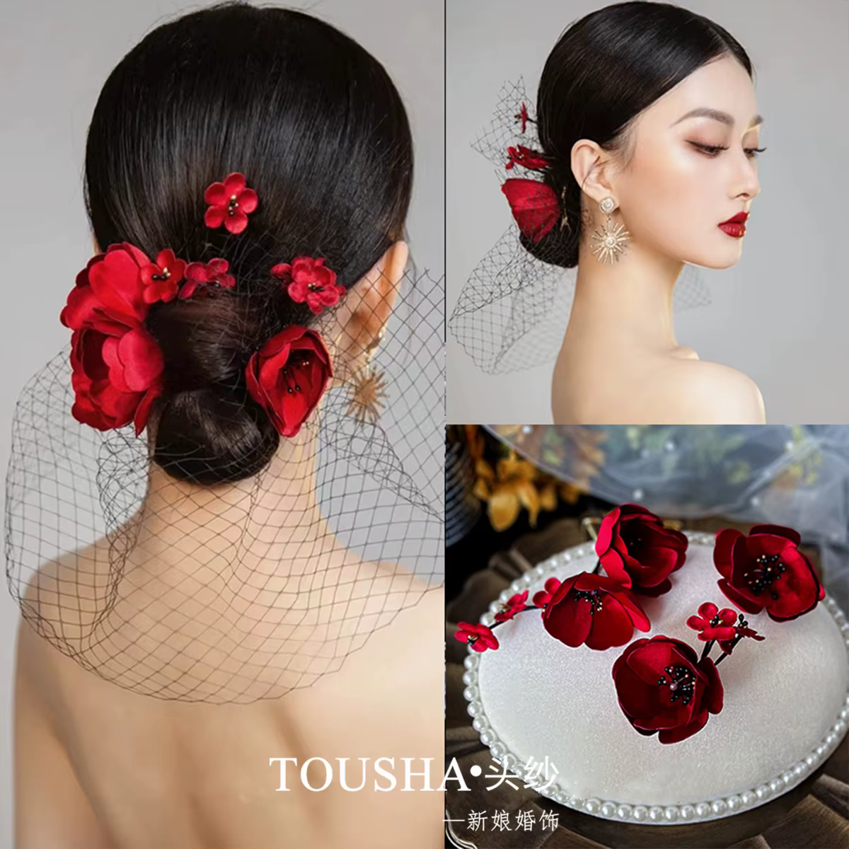 Bandeau à fleurs rouges