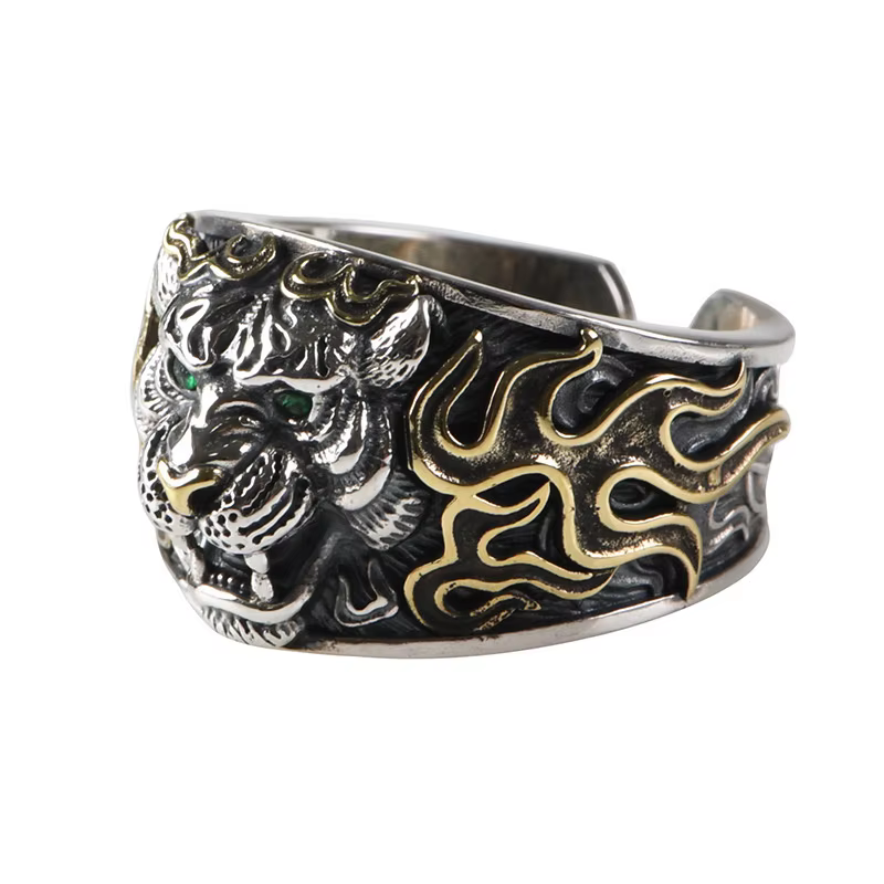 Nouvelle mode or argent Collision tigre anneau mâle doigt accessoires dominateur