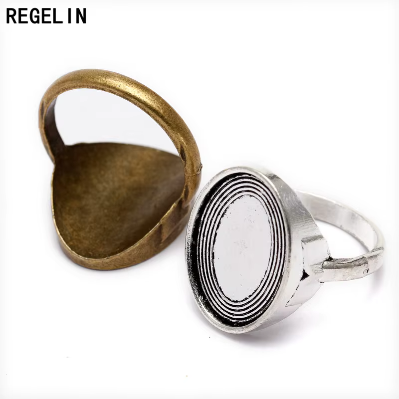 Bague en bronze antique avec base cabochon