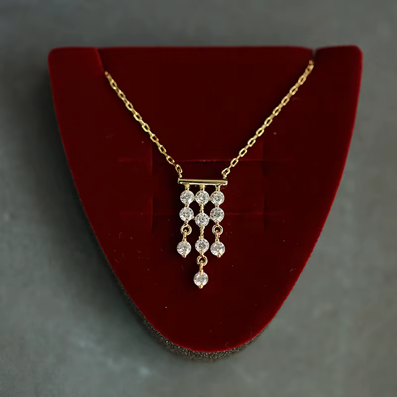 Collier de luxe français en argent Sterling S925 plaqué or 14 carats