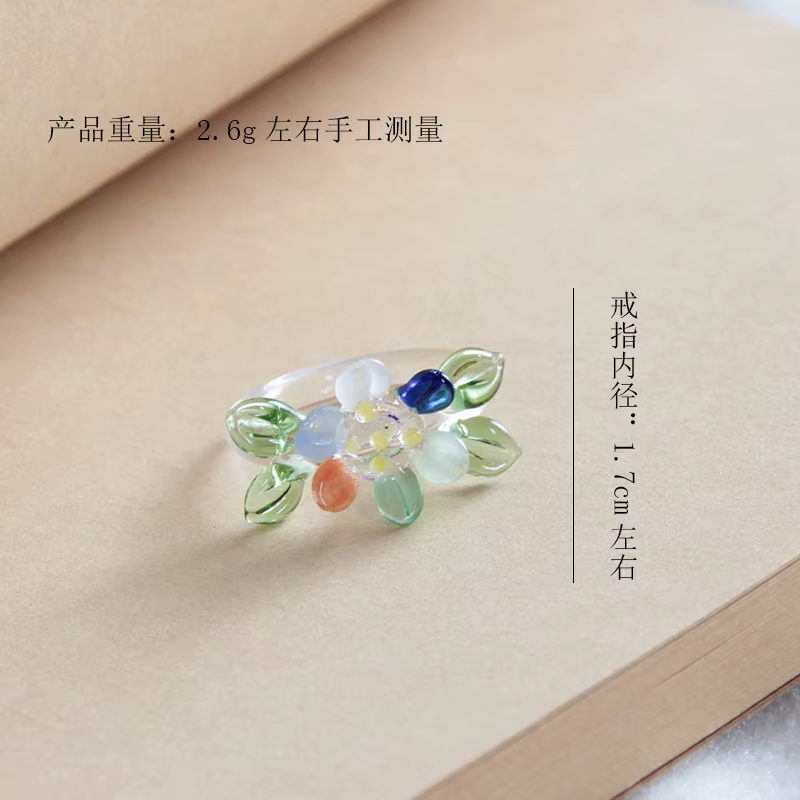 Bague en verre émaillé fait à la main pour femmes