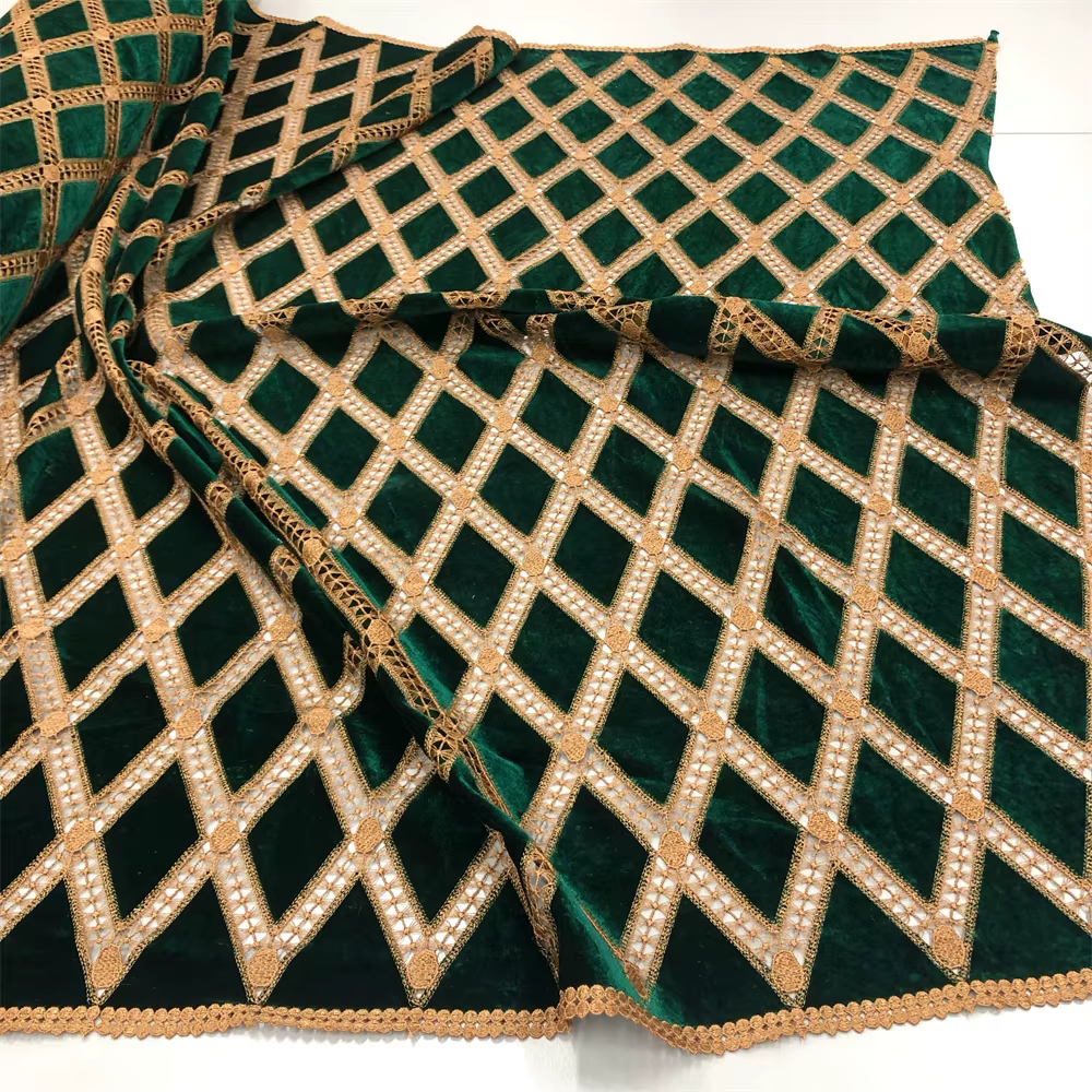 Tissu en dentelle africaine à motifs géométriques 2025