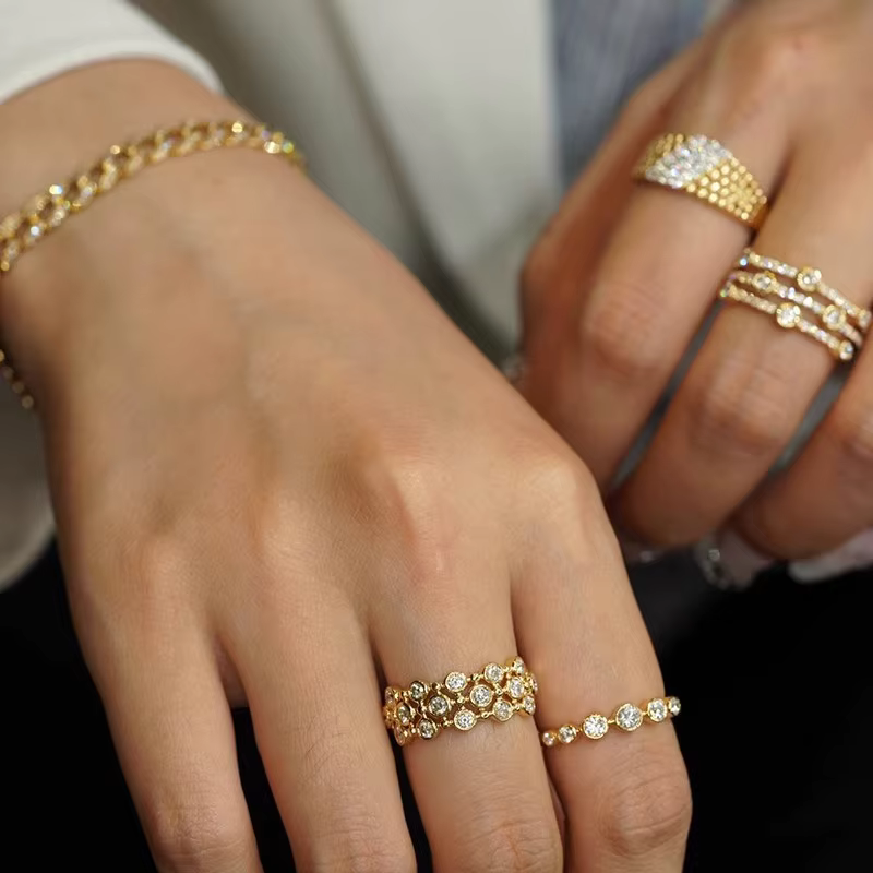 Bague plaquée or 18 carats pour femme